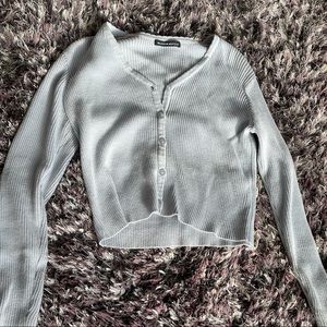 Baby blue ribbed cardigan